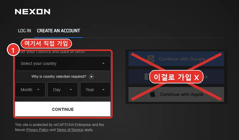 Open the sign-up page
