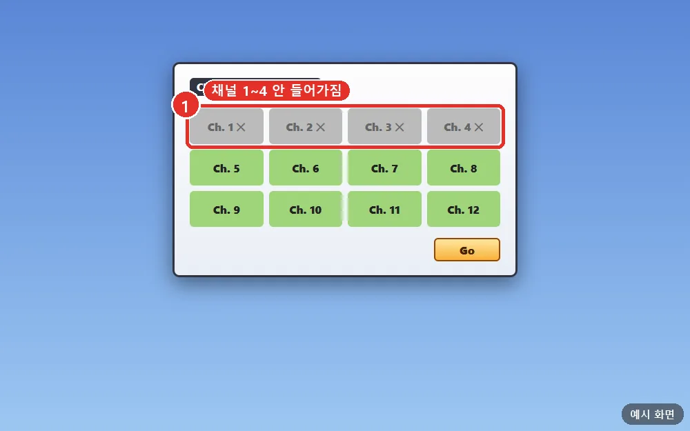 Can't enter channels 1–4
